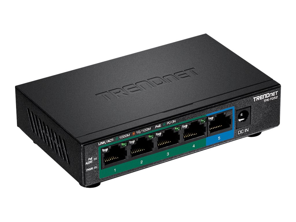 Trendnet TPE-TG52 Netzwerk-Switch Unmanaged Gigabit Ethernet (10/100/1000) Power over Ethernet (PoE) Schwarz