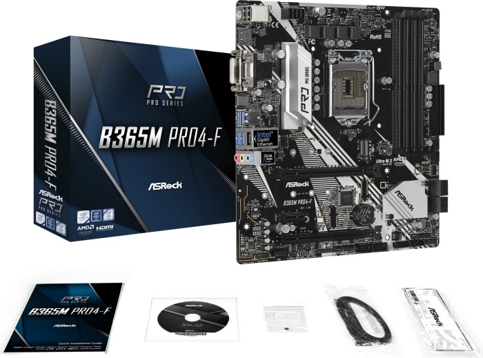ASRock B365M Pro4-F - Motherboard - micro ATX - LGA1151 Socket - B365 Chipsatz - USB 3.2 Gen 1 - Gigabit LAN - Onboard-Grafik (CPU erforderlich) ASRock B365M Pro4-F - Motherboard - micro ATX - LGA1151 Socket - B365 Chipsatz - USB 3.2 Gen 1 - Gigabit LAN - Onboard-Grafik (CPU erforderlich)