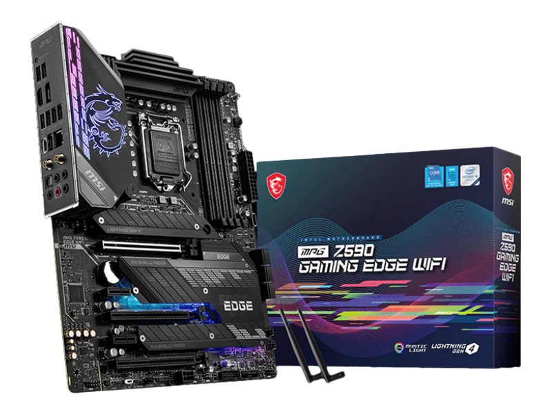 MSI MPG Z590 GAMING EDGE WIFI - Motherboard - ATX - LGA1200-Sockel - Z590 Chipsatz - USB-C Gen2, USB 3.2 Gen 1, USB 3.2 Gen 2, USB-C Gen 2x2 - 2.5 Gigabit LAN, Wi-Fi, Bluetooth - Onboard-Grafik (CPU erforderlich) MSI MPG Z590 GAMING EDGE WIFI - Motherboard - ATX - LGA1200-Sockel - Z590 Chipsatz - USB-C Gen2, USB 3.2 Gen 1, USB 3.2 Gen 2, USB-C Gen 2x2 - 2.5 Gigabit LAN, Wi-Fi, Bluetooth - Onboard-Grafik (CPU erforderlich)