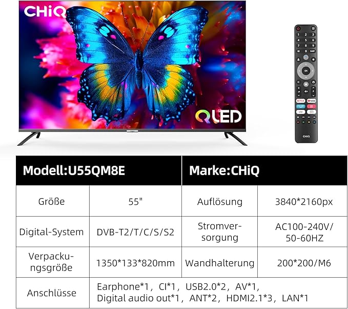 Chiq U55QM8E 55" 139cm 16:9 UHD QLED Google TV bk