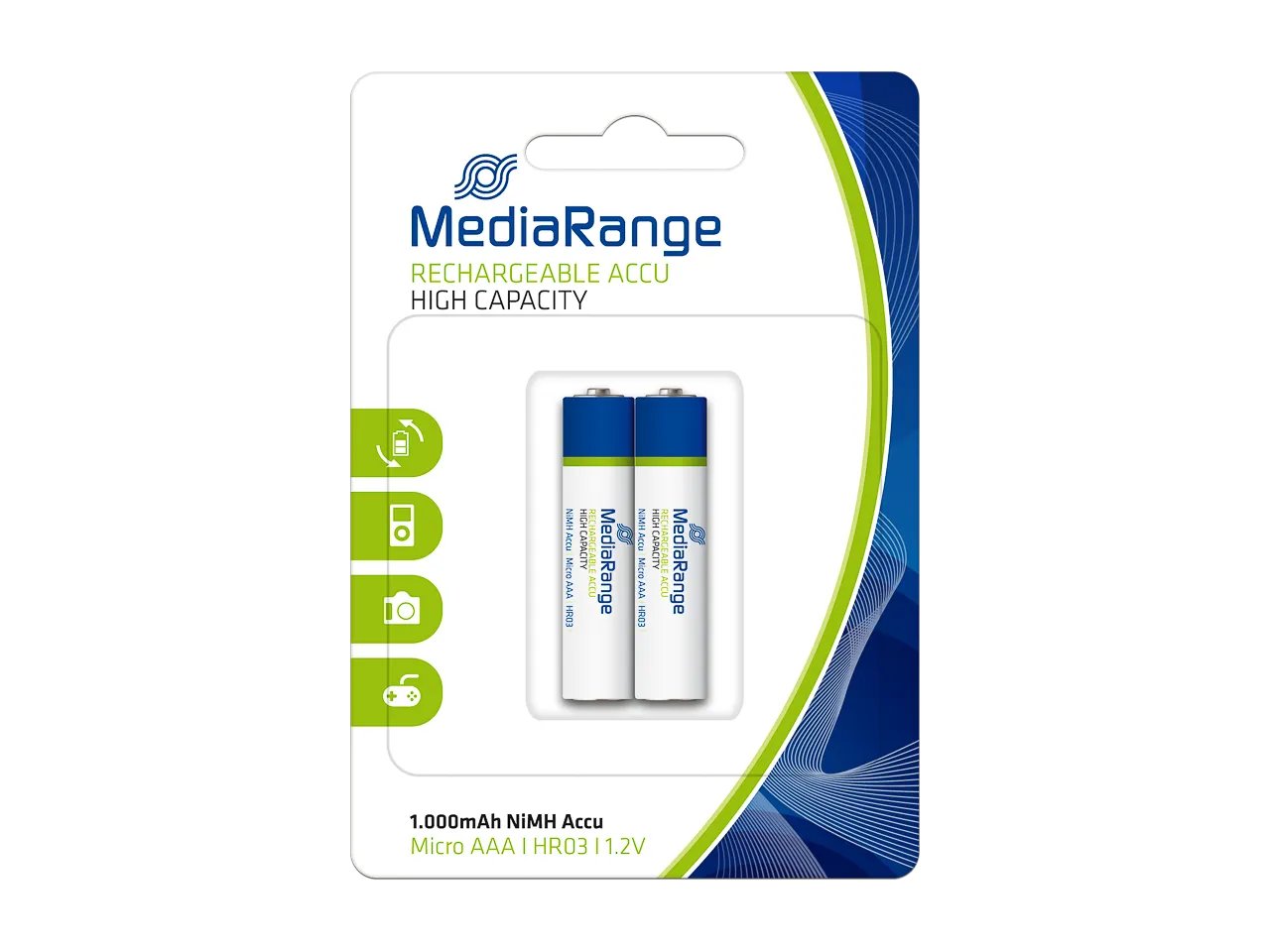 MediaRange MRBAT122 Haushaltsbatterie Wiederaufladbarer Akku AAA Nickel-Metallhydrid (NiMH)