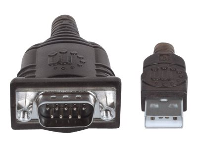 Manhattan USB auf Seriell-Konverter, Zum Anschluss eines seriellen Geräts an einen USB-Port, Prolific PL-2303RA-Chipsatz, 0,45 m, Polybag-Verpackung