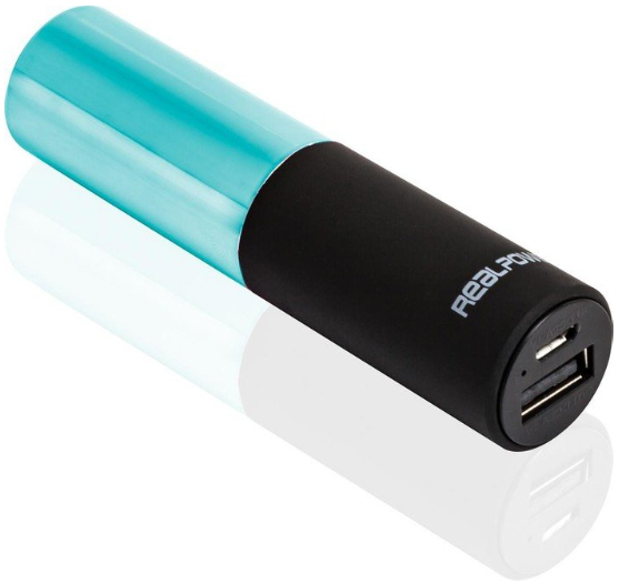 RealPower PB Lipstick Lithium-Ion (Li-Ion) 2500 mAh Schwarz, Blau