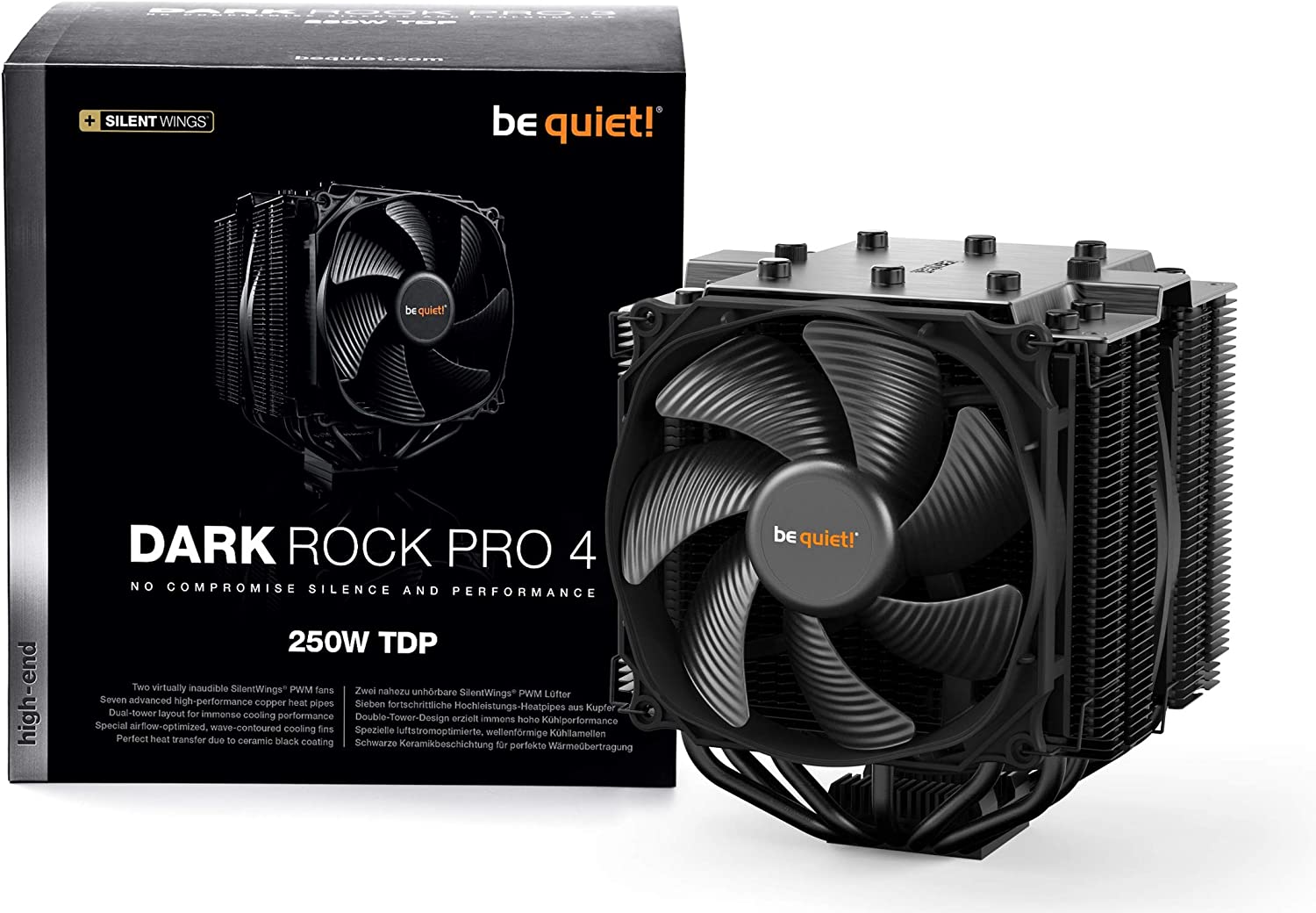 Be Quiet! Dark Rock PRO 4 - Prozessor-Luftkühler - (für: LGA1156, AM2, AM2+, LGA1366, AM3, LGA1155, AM3+, FM1, FM2, LGA1150, FM2+, LGA1151, LGA2011 (Square ILM)