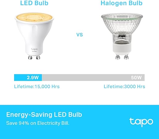 TP-LINK Tapo L610 - LED-Spot-Glühbirne - GU10 - 2.9 W (Entsprechung 50 W) TP-LINK Tapo L610 - LED-Spot-Glühbirne - GU10 - 2.9 W (Entsprechung 50 W)