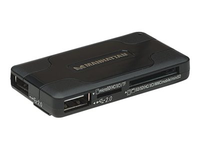 Manhattan Hi-Speed USB Combo Hub - Kartenleser - 42-in-1 (MS, MS PRO, MMC, SD, MS Duo, MS PRO Duo, RS-MMC, MMCmobile, microSD, MMCplus, SDHC, MS Micro, microSDHC, MS PRO-HG Duo)
