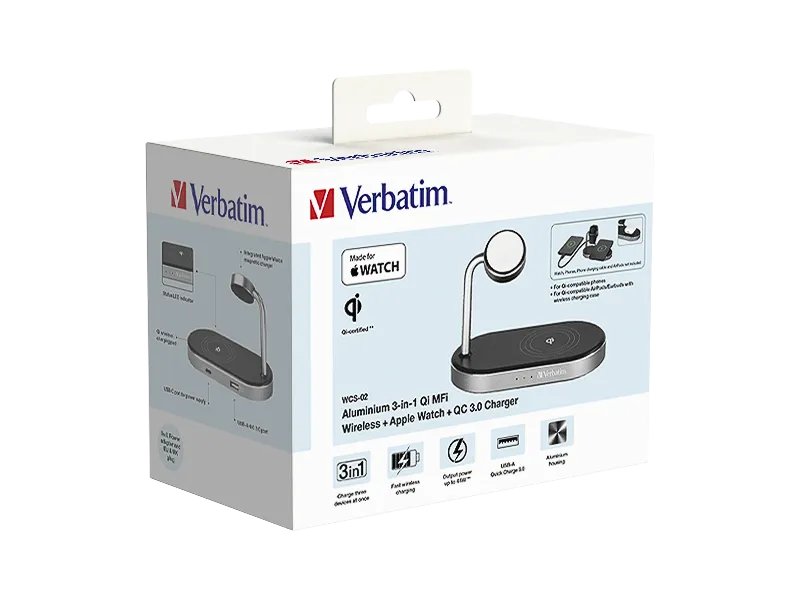 Verbatim WCS-02 Universal Schwarz USB Kabelloses Aufladen Schnellladung Drinnen