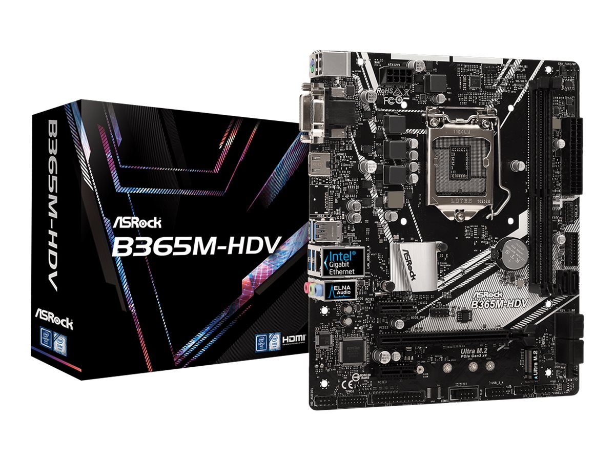 ASRock B365M-HDV - Motherboard - micro ATX - LGA1151 Socket - B365 Chipsatz - USB 3.1 Gen 1 - Gigabit LAN - Onboard-Grafik (CPU erforderlich) ASRock B365M-HDV - Motherboard - micro ATX - LGA1151 Socket - B365 Chipsatz - USB 3.1 Gen 1 - Gigabit LAN - Onboard-Grafik (CPU erforderlich)