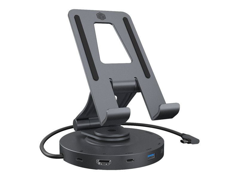 ICY BOX Drehbarer Ständer für Tablet und Smartphone mit DockingStation