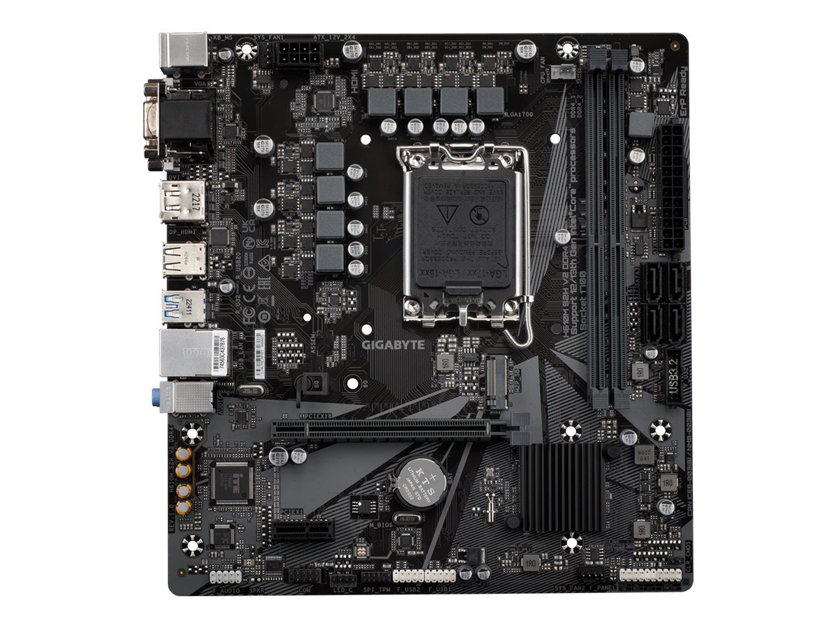 GIGABYTE H610M S2H V2 Motherboard - Unterstützt Intel Core 14. Generation CPUs, 4+1+1 Hybrid Phasen Digital VRM, bis zu 5600MHz DDR5, 1xPCIe 3.0 M.2, GbE LAN, USB 3.2 Gen 1