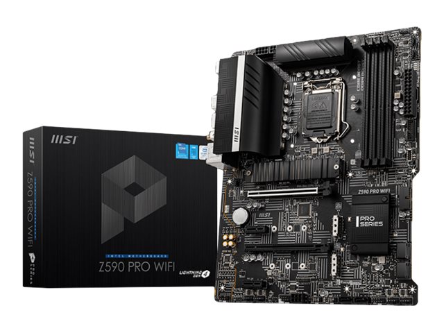 MSI Z590 PRO WIFI - Motherboard - ATX - LGA1200-Sockel - Z590 Chipsatz - USB-C Gen2, USB 3.2 Gen 1, USB 3.2 Gen 2, USB-C Gen 2x2 - 2.5 Gigabit LAN, Wi-Fi, Bluetooth - Onboard-Grafik (CPU erforderlich) MSI Z590 PRO WIFI - Motherboard - ATX - LGA1200-Sockel - Z590 Chipsatz - USB-C Gen2, USB 3.2 Gen 1, USB 3.2 Gen 2, USB-C Gen 2x2 - 2.5 Gigabit LAN, Wi-Fi, Bluetooth - Onboard-Grafik (CPU erforderlich)