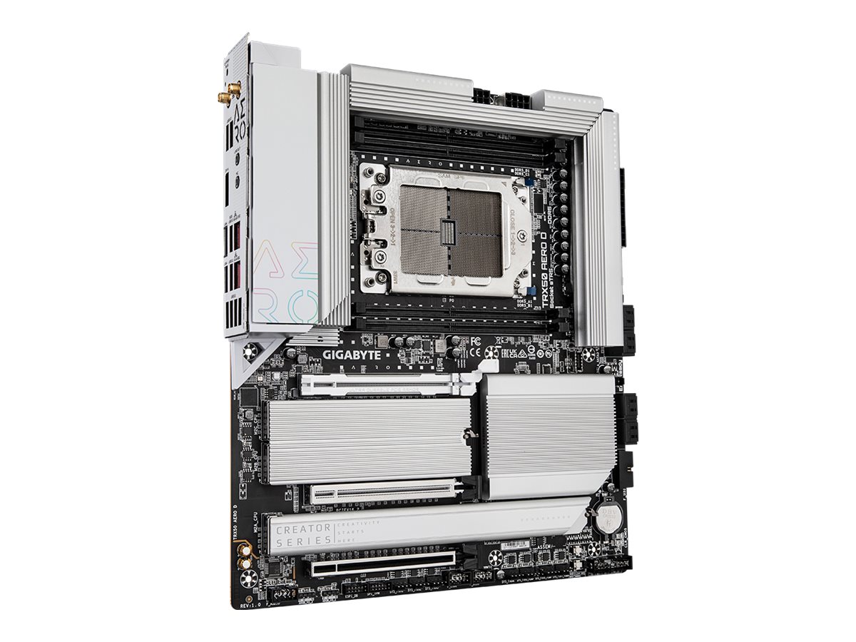 Gigabyte TRX50 AERO D - 1.0 - Motherboard - E-ATX - Socket sTR5 - AMD TRX50 Chipsatz - USB 3.2 Gen 1, USB 3.2 Gen 2, USB4, USB-C 3.2 Gen 2x2 - 10 Gigabit LAN, 2.5 Gigabit LAN, Bluetooth, Wi-Fi 7 - HD Audio (8-Kanal)