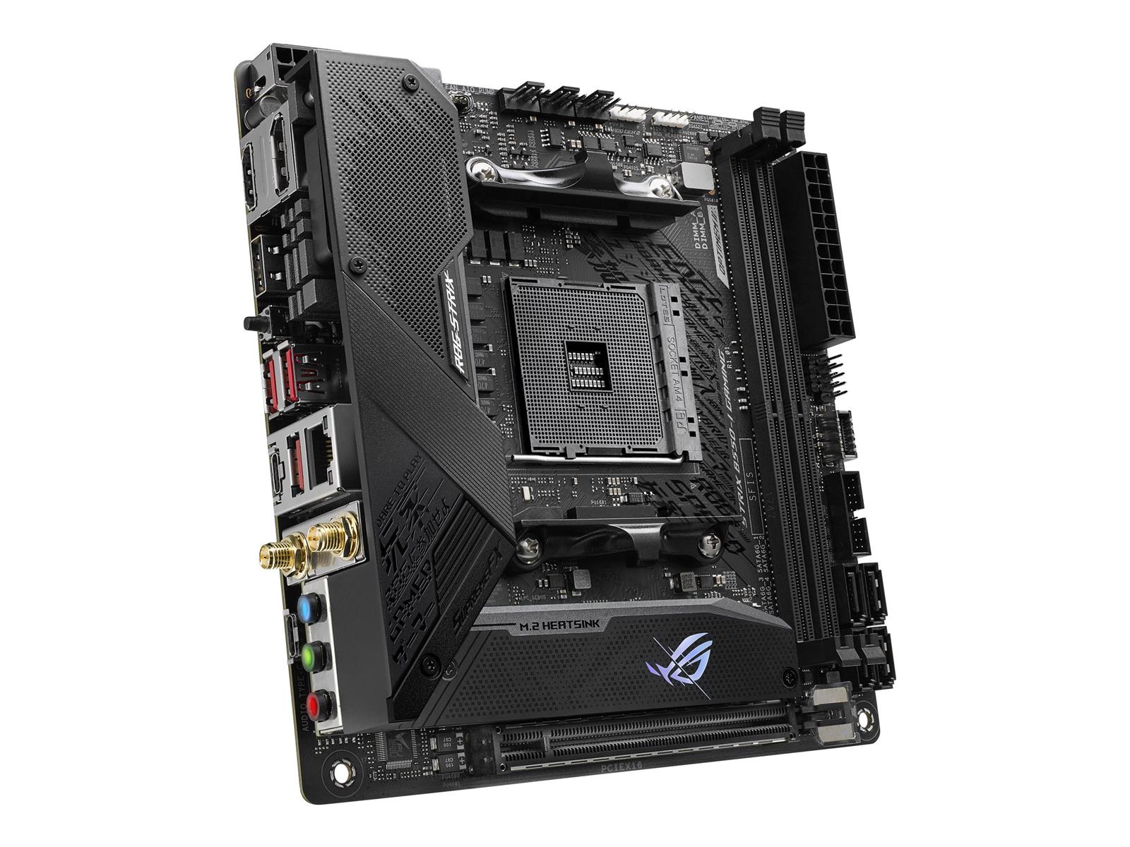 ASUS ROG STRIX B550-I GAMING - Motherboard - Mini-ITX - Socket AM4 - AMD B550 Chipsatz - USB-C, USB-C Gen2, USB-C Gen1, USB 3.2 Gen 1, USB 3.2 Gen 2 - 2.5 Gigabit LAN, Wi-Fi, Bluetooth - Onboard-Grafik (CPU erforderlich) ASUS ROG STRIX B550-I GAMING - Motherboard - Mini-ITX - Socket AM4 - AMD B550 Chipsatz - USB-C, USB-C Gen2, USB-C Gen1, USB 3.2 Gen 1, USB 3.2 Gen 2 - 2.5 Gigabit LAN, Wi-Fi, Bluetooth - Onboard-Grafik (CPU erforderlich)