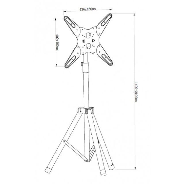 Techly Aufstellung - für TV (Universal-Stativ) - Kunststoff, Stahl - Schwarz - Bildschirmgröße: 43-152 cm (17"-60")