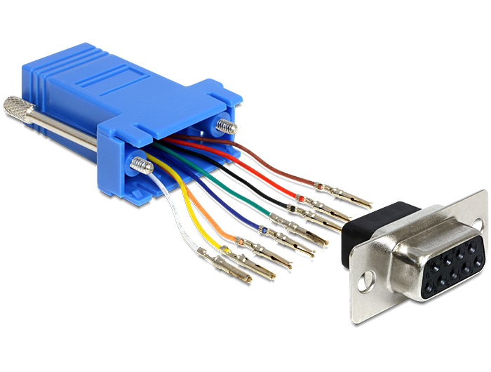 DeLOCK 65430 Kabeladapter Sub-D 9p RJ45 Schwarz, Blau, Silber