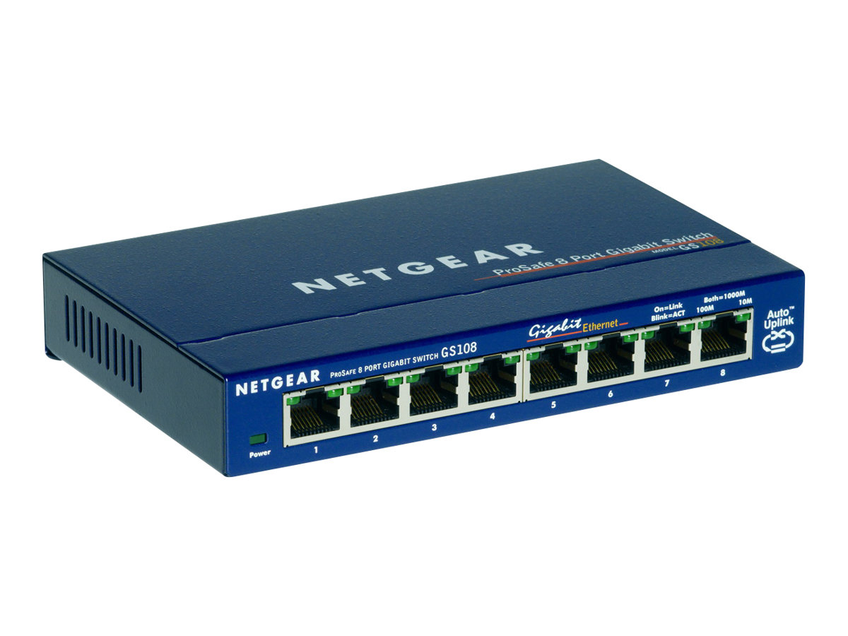 NETGEAR GS108GE Netzwerk-Switch Unmanaged Gigabit Ethernet (10/100/1000) Blau NETGEAR GS108GE Netzwerk-Switch Unmanaged Gigabit Ethernet (10/100/1000) Blau