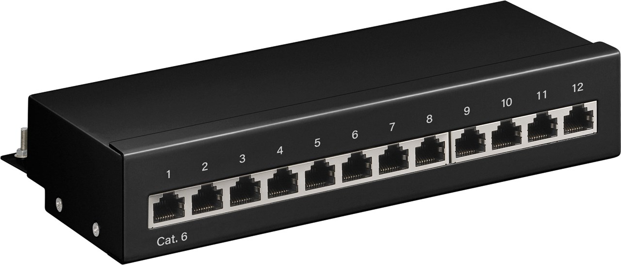 CAT 6 Mini/Desktop Patch Panel, 12 Port, (1 HE)
