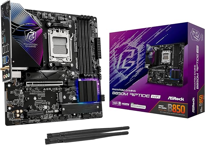 Asrock Phantom Gaming B850M Riptide WiFi AMD B850 Sockel AM5 micro ATX