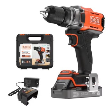 Black&Decker Akku-Bohrschrauber 18V 2Ah, 2G, Kof BCD382D1XK