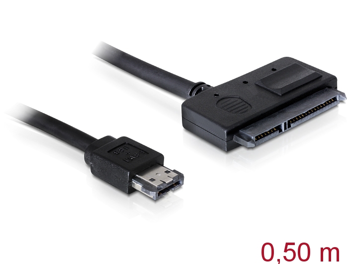 DeLOCK Cable Power Over eSATA > SATA 22pin SATA-Kabel 0,5 m eSATAp Schwarz