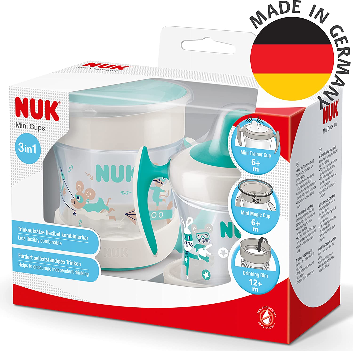 NUK Trinkbecher Mini Cups Set 3in1 160ml ab 6 M. mint&türkis