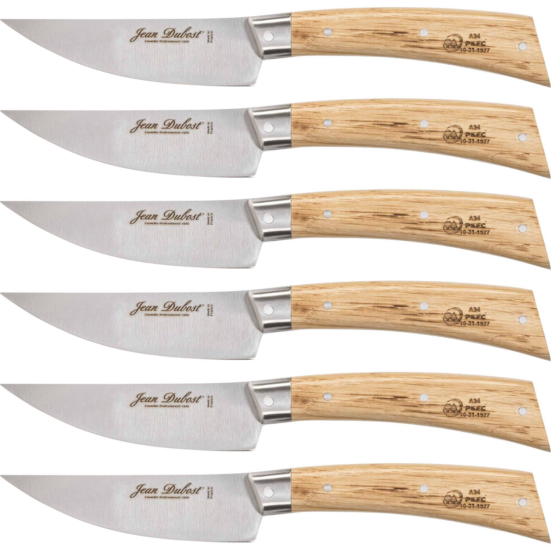Jean Dubost Laguiole Steakmesser Set 6 tlg., Eiche