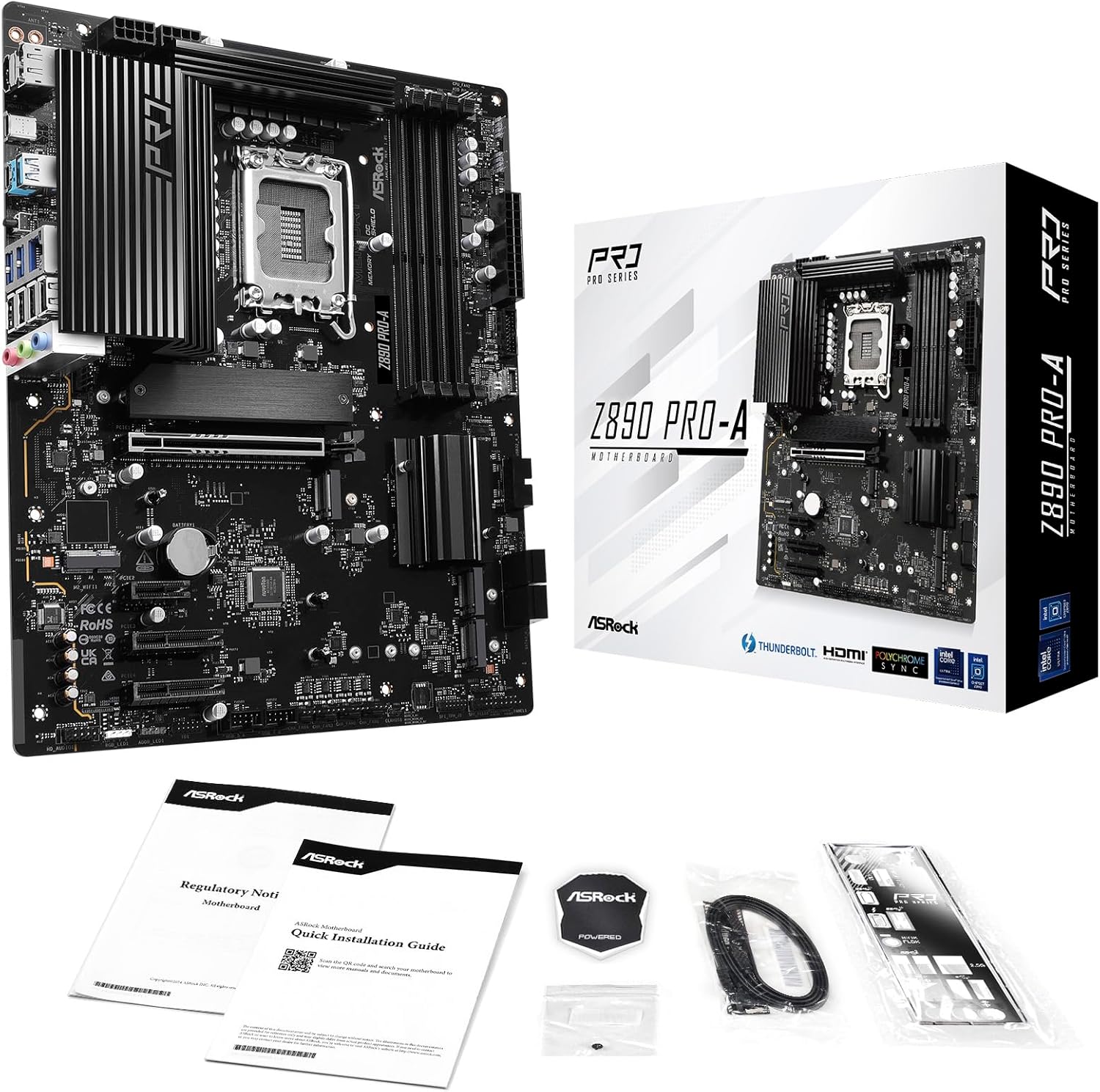 ASRock Z890 Pro-A - Motherboard - ATX - LGA1851-Sockel - Z890 Chipsatz - USB4, USB-C 3.2 Gen 2x2, USB 3.2 Gen 1, USB 3.2 Gen 2 - 2.5 Gigabit LAN - Onboard-Grafik (CPU erforderlich)
