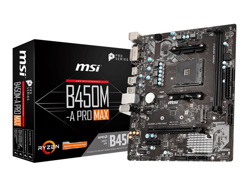 MSI B450M-A PRO MAX - Motherboard - micro ATX - Socket AM4 - AMD B450 Chipsatz - USB 3.2 Gen 1 - Gigabit LAN - Onboard-Grafik (CPU erforderlich)
