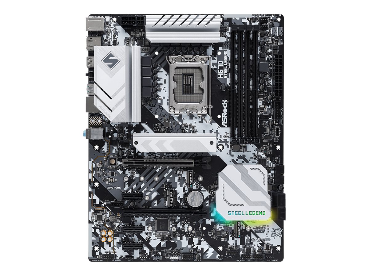 ASRock H670 Steel Legend - Motherboard - ATX - LGA1700-Sockel - H670 Chipsatz - USB-C Gen2, USB 3.2 Gen 1, USB 3.2 Gen 2, USB-C Gen 2x2 - 2.5 Gigabit LAN - Onboard-Grafik (CPU erforderlich)