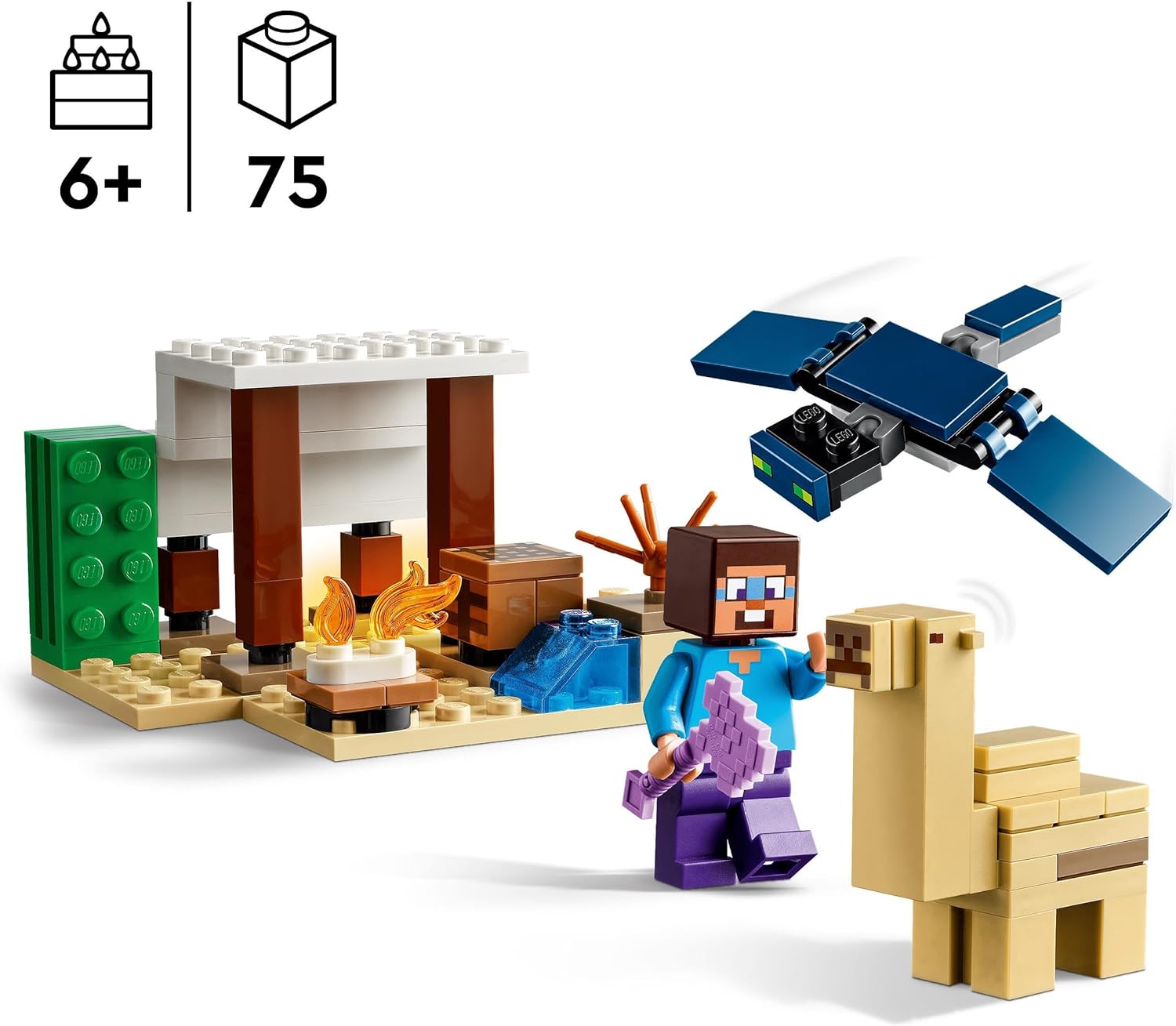 LEGO Minecraft Steves Wüstenexpedition, Set zum Videospiel für Jungs und Mädchen, Biom mit Steve, Haus, Figuren und Kamel-Spielzeug, Gamer-Geschenk für Kinder ab 6 Jahren 21251