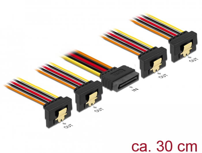 Delock Kabel SATA 15 Pin Strom Stecker mit Einrastfunktion > SATA 15 Pin Strom