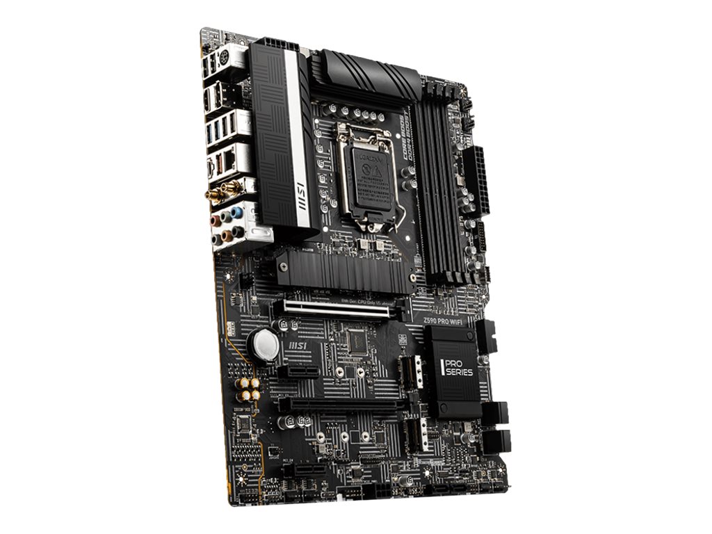 MSI Z590 PRO WIFI - Motherboard - ATX - LGA1200-Sockel - Z590 Chipsatz - USB-C Gen2, USB 3.2 Gen 1, USB 3.2 Gen 2, USB-C Gen 2x2 - 2.5 Gigabit LAN, Wi-Fi, Bluetooth - Onboard-Grafik (CPU erforderlich) MSI Z590 PRO WIFI - Motherboard - ATX - LGA1200-Sockel - Z590 Chipsatz - USB-C Gen2, USB 3.2 Gen 1, USB 3.2 Gen 2, USB-C Gen 2x2 - 2.5 Gigabit LAN, Wi-Fi, Bluetooth - Onboard-Grafik (CPU erforderlich)