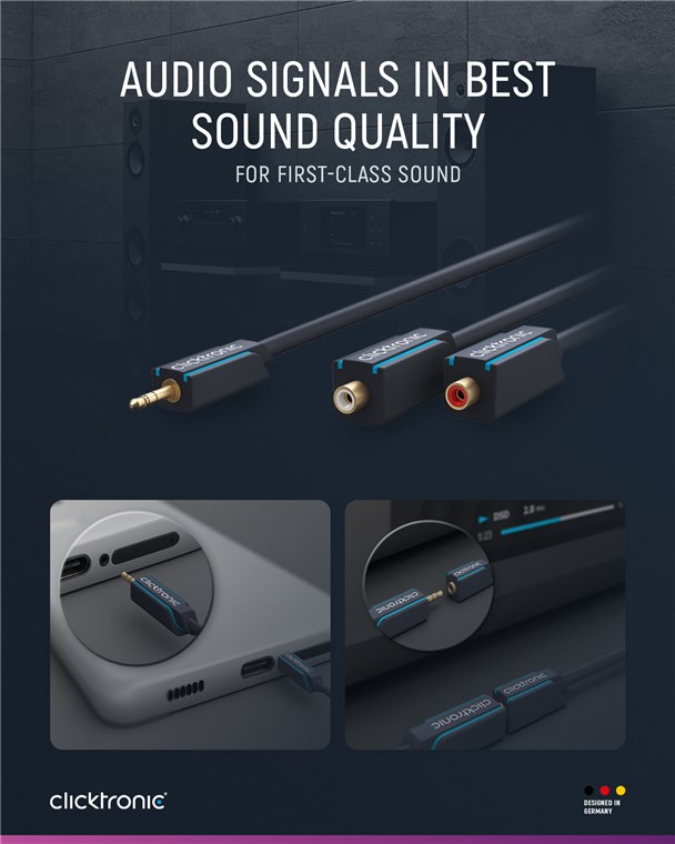 3,5-mm-AUX-auf-Cinch-Adapterkabel, stereo 3,5-mm-AUX-auf-Cinch-Adapterkabel, stereo