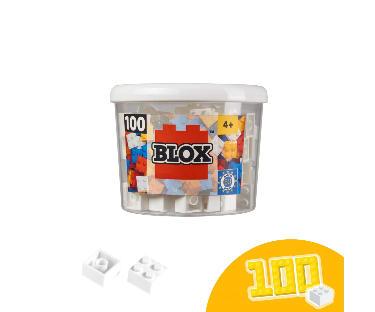 Simba 104114113 - Blox 100 weiße 4er Steine in Dose (Androni)