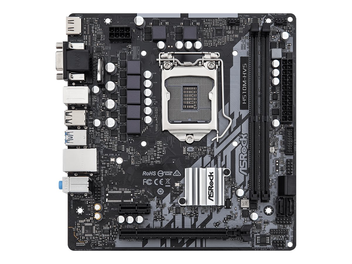 ASRock H510M-HVS R2.0 - Motherboard - micro ATX - LGA1200-Sockel - H510 Chipsatz - USB 3.2 Gen 1 - Gigabit LAN - Onboard-Grafik (CPU erforderlich)