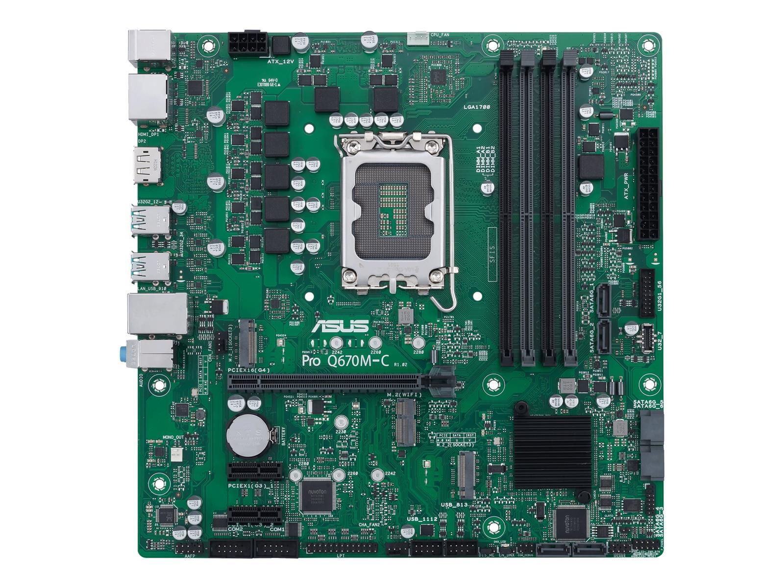 ASUS Pro Q670M-C-CSM - Motherboard - micro ATX - LGA1700-Sockel - Q670 Chipsatz - USB 3.2 Gen 2, USB-C Gen1, USB 3.2 Gen 1 - Gigabit LAN - Onboard-Grafik (CPU erforderlich)