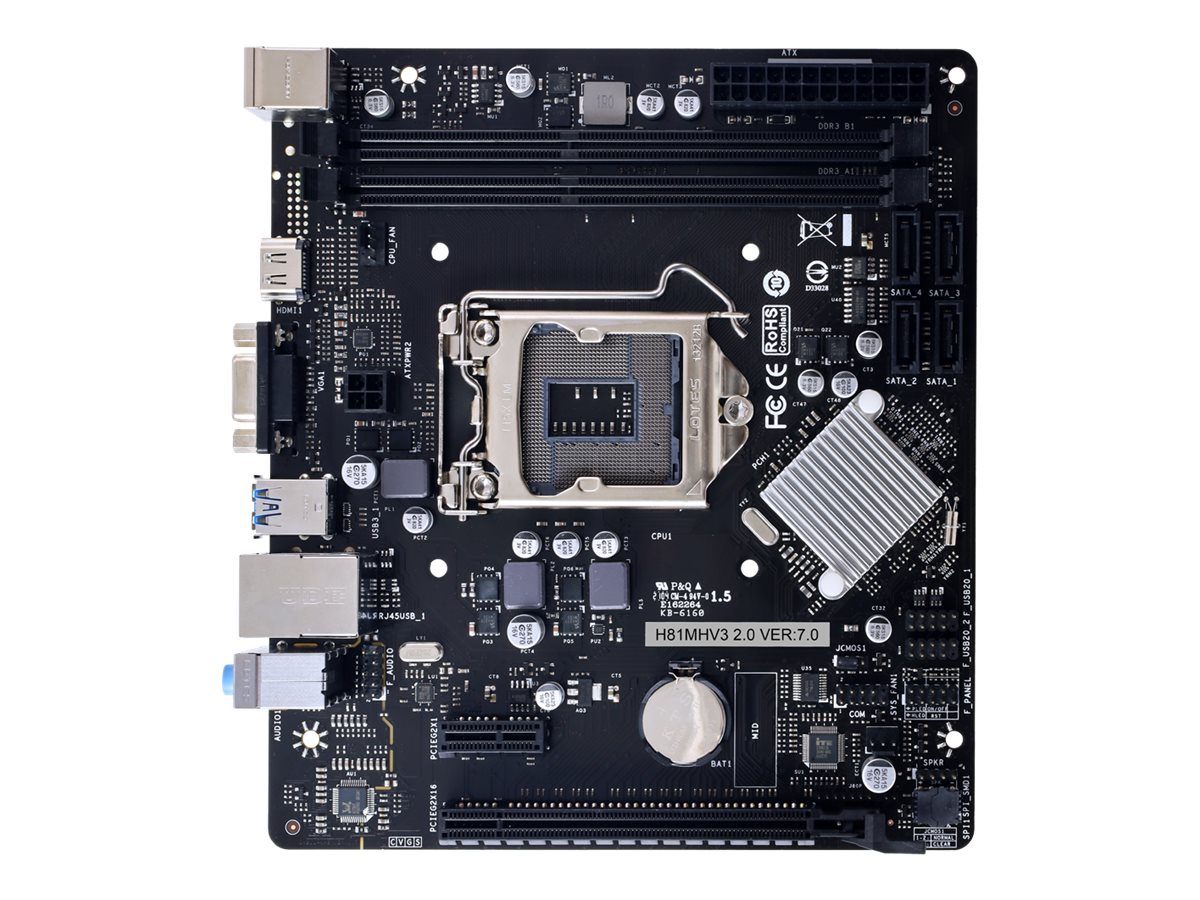 Biostar H81MHV3 2.0 - Motherboard - micro ATX - LGA1150-Sockel - H81 Chipsatz - USB 3.0 - Gigabit LAN - Onboard-Grafik (CPU erforderlich)
