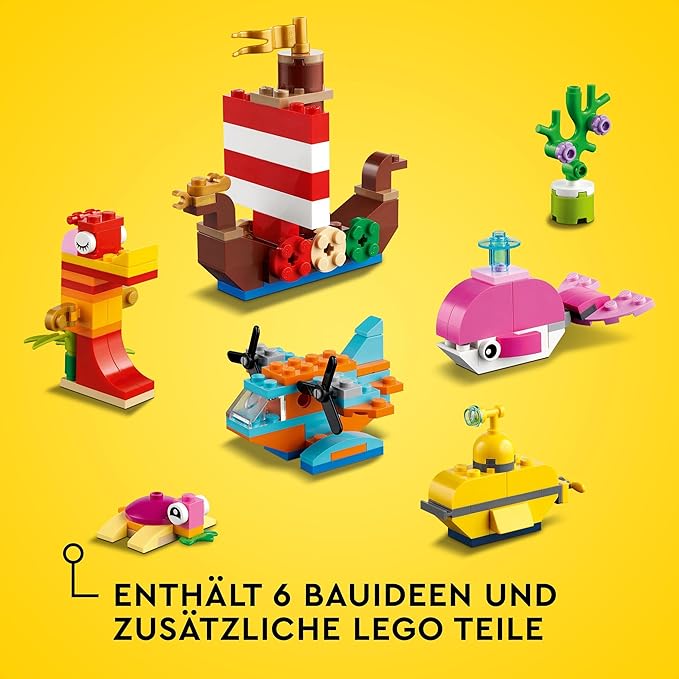 LEGO 11018 Classic Kreativer Meeresspaß, Kreativ-Set mit Bausteinen für Kinder ab 4 Jahre mit Wal, Schilldkröte und Seepferdchen                  11018