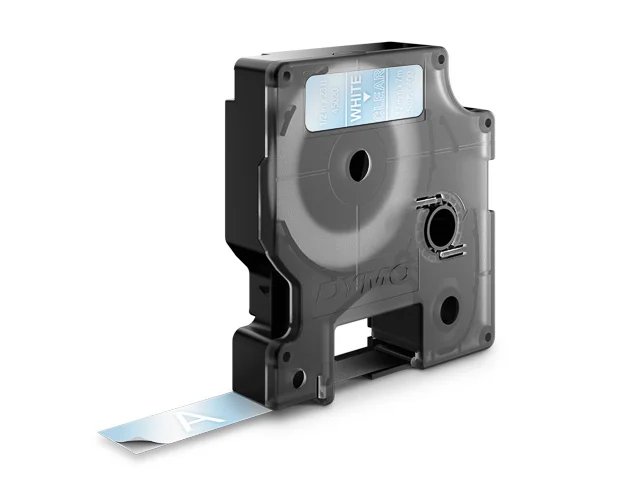 DYMO D1 - Standardetiketten - Weiß auf Transparent - 12mm x 7m
