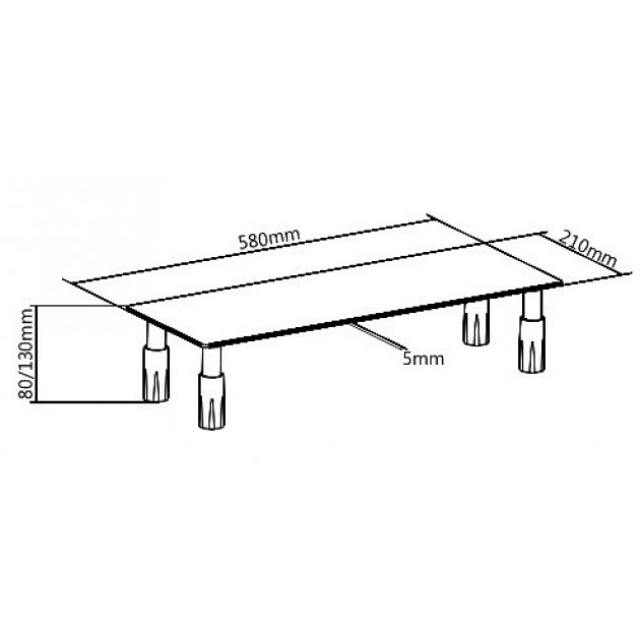 Techly Universal Ablagetisch aus Glas, 580 x 210 x 130 mm