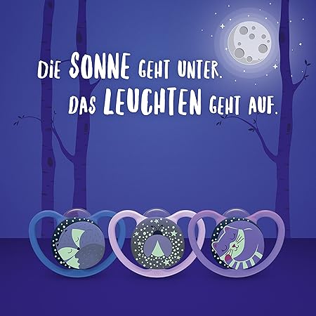 NUK Space Night Silikon-Schnuller 0-6M, 2 St, blau/mint NUK Space Night Silikon-Schnuller 0-6M, 2 St, blau/mint