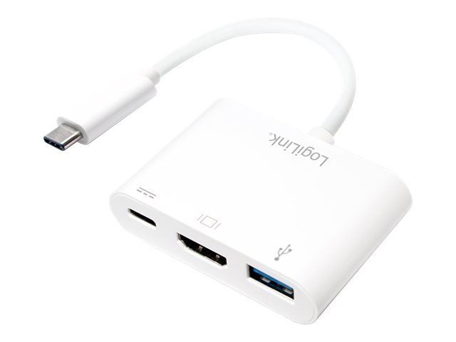 LogiLink 0.14m, 2xUSB-C/HDMI+USB A Weiß