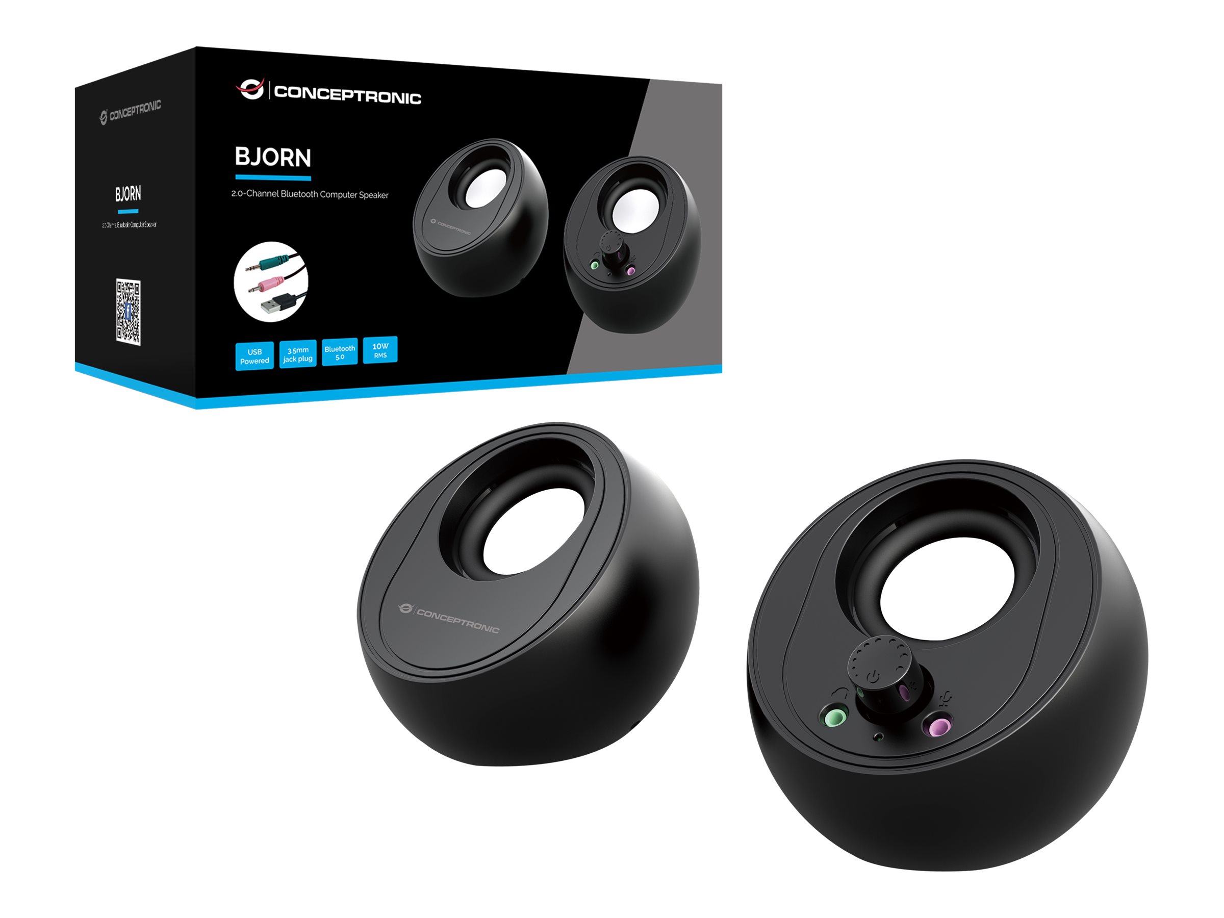 Conceptronic BJORN 2.0-Kanal-Computer-Lautsprecher mit Bluetooth, 10W