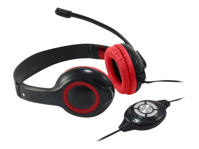 Conceptronic CCHATSTARU2R Kopfhörer & Headset Kabelgebunden Kopfband Anrufe/Musik USB Typ-A Rot