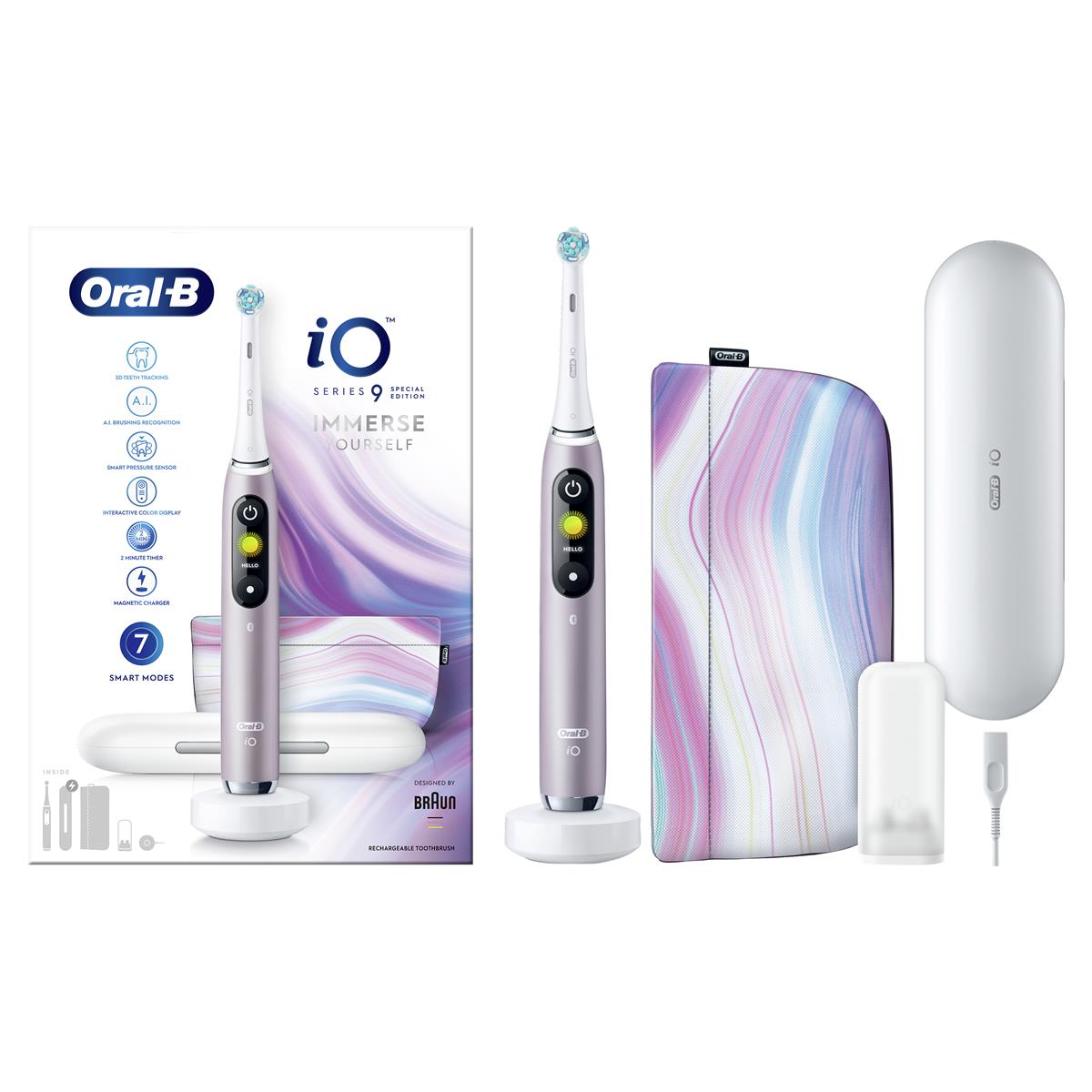 Oral-B iO 80360563 Elektrische Zahnbürste Erwachsener Rotierende-vibrierende Zahnbürste Violett, Weiß
