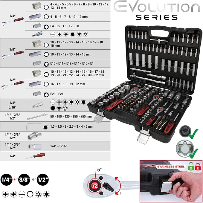 KS Tools 1/4 +3/8 +1/2 Steckschlüssel 179-tlg 917.0779 KS Tools 1/4 +3/8 +1/2 Steckschlüssel 179-tlg 917.0779
