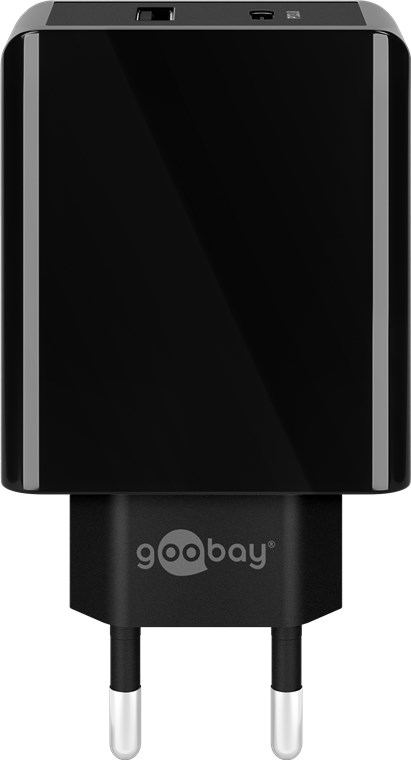 Dual USB-C™ PD (Power Delivery) Schnellladegerät (28 W), schwarz Dual USB-C™ PD (Power Delivery) Schnellladegerät (28 W), schwarz