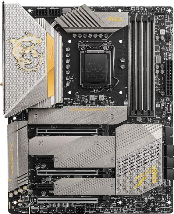 MSI MEG Z590 ACE - Gold Edition - Motherboard - ATX - LGA1200-Sockel - Z590 Chipsatz - USB-C Gen2, USB 3.2 Gen 1, USB 3.2 Gen 2 - 2.5 Gigabit LAN, Wi-Fi, Bluetooth - Onboard-Grafik (CPU erforderlich) MSI MEG Z590 ACE - Gold Edition - Motherboard - ATX - LGA1200-Sockel - Z590 Chipsatz - USB-C Gen2, USB 3.2 Gen 1, USB 3.2 Gen 2 - 2.5 Gigabit LAN, Wi-Fi, Bluetooth - Onboard-Grafik (CPU erforderlich)