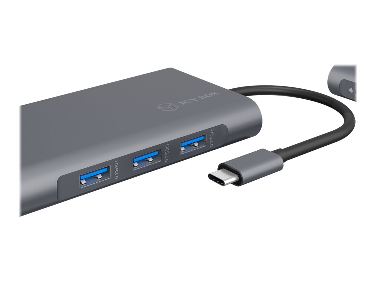 ICY BOX IB-DK4040-CPD Kabelgebunden USB 3.2 Gen 1 (3.1 Gen 1) Type-C Anthrazit, Schwarz