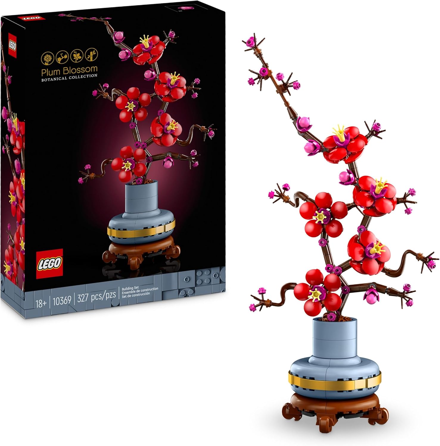 LEGO Botanicals Pflaumenblüte - Pflegeleichte Blumendeko aus der Botanik Kollektion - Kreatives Bauset für Erwachsene - Entspannende Aktivität - Künstliche Pflanze zum Sammeln 10369